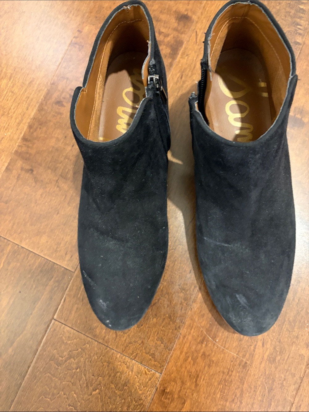Sam Edelman Black Suede Ankle Booties with Side Zip
